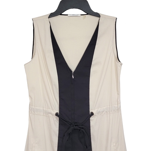 T Tahari Cream & Black Color block Sleeveless 3/4 Zip Dress Size 2 NWOT - Picture 2 of 9
